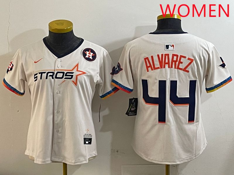 Women Houston Astros #44 Alvarez Cream Fourth generation Joint Name Nike 2025 MLB Jersey style 6->women mlb jersey->Women Jersey